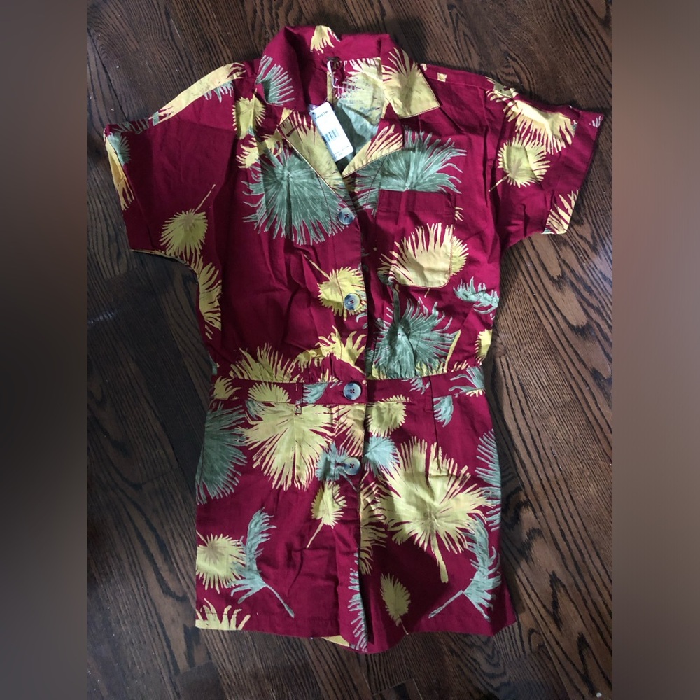 Free People Red and Yellow Floral Jumpsuit Size XS